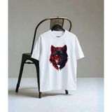 Lorvex T-Shirt Oversize Unisex %100 Pamuk Kurt Ön Baskılı Rahat Kalıp Tişört - 01-Beyaz - 11 - 12 Yaş