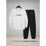 Lorvex Unısex Çocuk Bisiklet Yaka Sweatshirt-Eşofman Takım Dream Baskılı 3 Iplik Şardonlu - 11 - 12 Yaş - 001-Beyaz