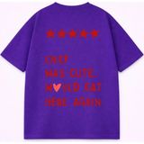 Lorvex Unisex Oversize Tişört %100 Pamuklu Baskılı T-Shirt Rahat Kalıp Günlük Şık Kombin - 18-Mor - XL