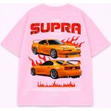 Lorvex Unisex Oversize Tişört %100 Pamuklu Baskılı T-Shirt Rahat Kalıp Günlük Şık Kombin - 50-Pembe - 2XL