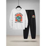 Lorvex Unısex Sweatshirt-Eşofman Çocuk Takım Bisiklet Yaka Great Thıngs Baskılı 3 Iplik Şardonlu - 7 - 8 Yaş - 001-Beyaz