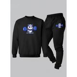 Lorvex Unısex Sweatshirt-Eşofman Çocuk Takım Bisiklet Yaka Kaslı Panda Baskılı 3 Iplik Şardonlu - 5 - 6 Yaş - 5-Siyah