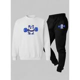 Lorvex Unısex Sweatshirt-Eşofman Çocuk Takım Bisiklet Yaka Kasli Panda Baskılı 3 Iplik Şardonlu - 7 - 8 Yaş - 001-Beyaz