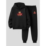 Lorvex Unısex Sweatshirt-Eşofman Takım Çocuk Kapüşonlu Takım Love Yourself Baskılı 3 Iplik Şardonlu - 9 - 10 Yaş - 5-Siyah