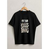 Lorvex Where Is My Mind Baskılı Oversize Unisex Pamuklu Tshirt-Tişört - 0-Siyah