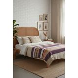 Lorvian Noletti Pamuklu Çizgili Tek Kişilik Battaniye - Renkli - 150 x 200 cm
