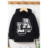Los Angles Baskılı Erkek - Kız Çocuk Rahat Kalıp Sweatshirt - 3 - 4 Yaş - Siyah