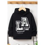 Los Angles Baskılı Erkek - Kız Çocuk Rahat Kalıp Sweatshirt - 5 - 6 Yaş - Siyah