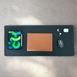 LOS CAJA Siyah Deri Mouse Pad- Premium Kaymaz Deri Masa Matı ve Klavye Altlığı - Sümen 90x40