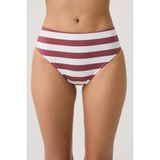 Los Ojos Bordo-Beyaz Çizgili Kare Yaka Spor Bikini Üstü Sporty Top - Bordo - Beyaz