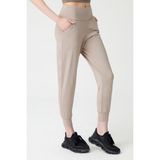 Los Ojos Kadın Bej Yüksek Bel Jogger Eşofman Altı Joggers - XL