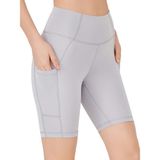 Los Ojos Kadın Gri Yüksek Bel Toparlayıcı Çift Cepli Biker Şort Kısa Spor Tayt - XL