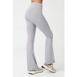 LOS OJOS Kadın Gri Yüksek Bel Toparlayıcı Çift Cepli İspanyol Paça Tayt Bootcut