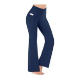 LOS OJOS Kadın Lacivert Yüksek Bel Toparlayıcı Çift Cepli Ispanyol Paça Tayt Bootcut