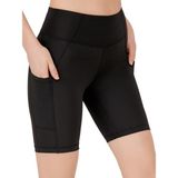 Los Ojos Kadın Siyah Yüksek Bel Toparlayıcı Çift Cepli Biker Şort Kısa Spor Tayt - 2XL