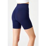 LOS OJOS Lacivert Yüksek Bel Dikişsiz Toparlayıcı Kısa Spor Tayt Seamless Biker