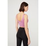 Los Ojos Lavanta Hafif Destekli Sırt Detaylı Kaplı Crop Top Spor Büstiyer - Lila