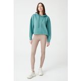LOS OJOS Mavi Yeşil Kapüşonlu Yumuşak Dokulu Crop Sweatshirt Cropped Sweat