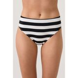Los Ojos Siyah-Beyaz Çizgili Yüksek Bel Bikini Altı Sporty Bottom - Siyah - Beyaz - XS