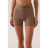 Los Ojos x Ece Mocha Melanj Bel Detaylı Kısa Tayt Ruched Biker Shorts