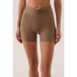 Los Ojos x Ece Mocha Melanj Bel Detaylı Kısa Tayt Ruched Biker - XS