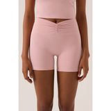 Los Ojos x Ece Pembe Bel Detaylı Kısa Tayt Ruched Biker - XL