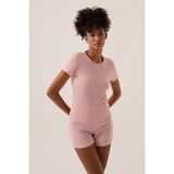Los Ojos x Ece Pembe Modal Kumaşlı Kısa Kollu Şortlu Pijama Takımı Ribbed PJ4