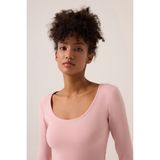 Los Ojos x Ece Pembe Uzun Kollu U Yaka Spor Bluz Scoop Neck Top