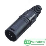 Losen LA1012-5 XLR 5-Pin 10'lu Erkek Siyah Konnektör