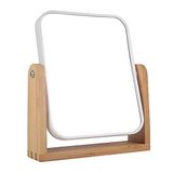 LOTIKO Doğal Bambu Standlı Makyaj Aynası, 1X/3X Büyütme Çift Taraflı 360 Derece Döner Büyüteçli Ayna, Makyaj Masası, Ofis Masası, Oda Dekoru, Güzellik Hediyeleri (Kare)