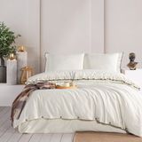 Lotis %100 Pamuklu Süs Overlok Dikişli Fırfırlı Yıkamalı Çift Kişilik Nevresim Takımı 200*220 - Açık Krem - 200 x 220 cm