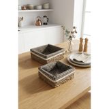 Lotte - 2 li Kare Hasır Çok Amaçlı Sepet 24 x 22 cm
