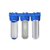 lotto filters Daire Girişi 3'lü Filtre Seti 10 Inc Silifos Blok Karbon Yıkanabilir Filtre 3/4'' Bağl