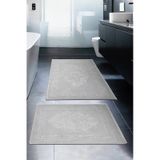Lotus 2'li Pamuklu Klozet Takımı, Gri Banyo Paspas Seti 60 x 100 / 50 x 60 CM Gri