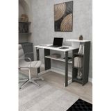 Lotus 5 Raflı Çalışma Masası Laptop Bilgisayar Masası Ofis Ders Yemek Çocuk Masası Antrasit-beyaz