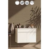Lotus 75 Cm Beyaz Mdf Seramik Lavabolu Asma Banyo Alt Dolabı