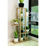 Lotus Ahşap 5 Katlı Çiçeklik, Saksılık, Çiçek Standı, Dekoratif Raf / Çok Amaçlı Kullanım Atlantik Çam