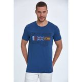 Lotus Baskılı Erkek Tişört Lacivert - XL