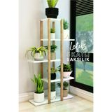 Lotus Beyaz Ahşap 5 Katlı Çiçeklik, Saksılık, Çiçek Standı, Dekoratif Raf - Çok Amaçlı Kullanım