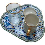 Lotus Blue Kahve Sunum Fincan 4 Parça - Açık Mavi - Yeşil