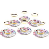 Lotus Bone Chına Porselen 5" Çay Tabağı ve Çay Bardağı Set 6'lı- 12 Parça