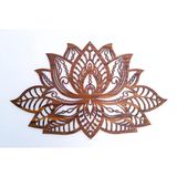 Lotus Çiçeği Ahşap Duvar Dekoru - Ceviz Kaplama Zen Mandala Duvar Sanatı Tablosu, 50 x 32 cm
