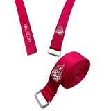 Lotus Çiçeği Baskılı Yoga Kemeri 200 cm x 4,5 cm %100 Pamuklu - Kırmızı