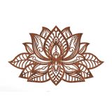 Lotus Çiçeği Ceviz Doğal Ahşap Kaplama Zen Mandala Duvar Dekoru, 80 cm (Genişlik)