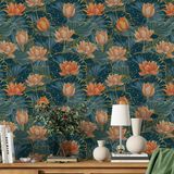 Lotus Çiçeği Duvar Kağıdı, Kendinden Yapışkanlı Çok Amaçlı Birçok Yüzeye Uygun PVC Folyo (66x132 cm)