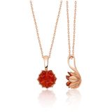 Lotus Çiçeği Garnet Kırmızı Taşlı Kadın Kolyesi Uvps100545
