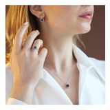 Lotus Çiçeği Mistik Topaz Taşlı Gümüş Set