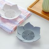 Lotus Desenli Sabun Ve Sünger Tutacağı Silikon (Gri) Su Giderli Lotus Şekilli Şık Katı Sabunluk