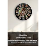 Lotus Digital Kişiye Özel 13 Fotoğraflı Modern Yuvarlak Ahşap Duvar Saati ( 40 x 40 cm )
