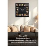 Lotus Digital Kişiye Özel 16 Fotoğraflı Kare Ahşap Duvar Saati